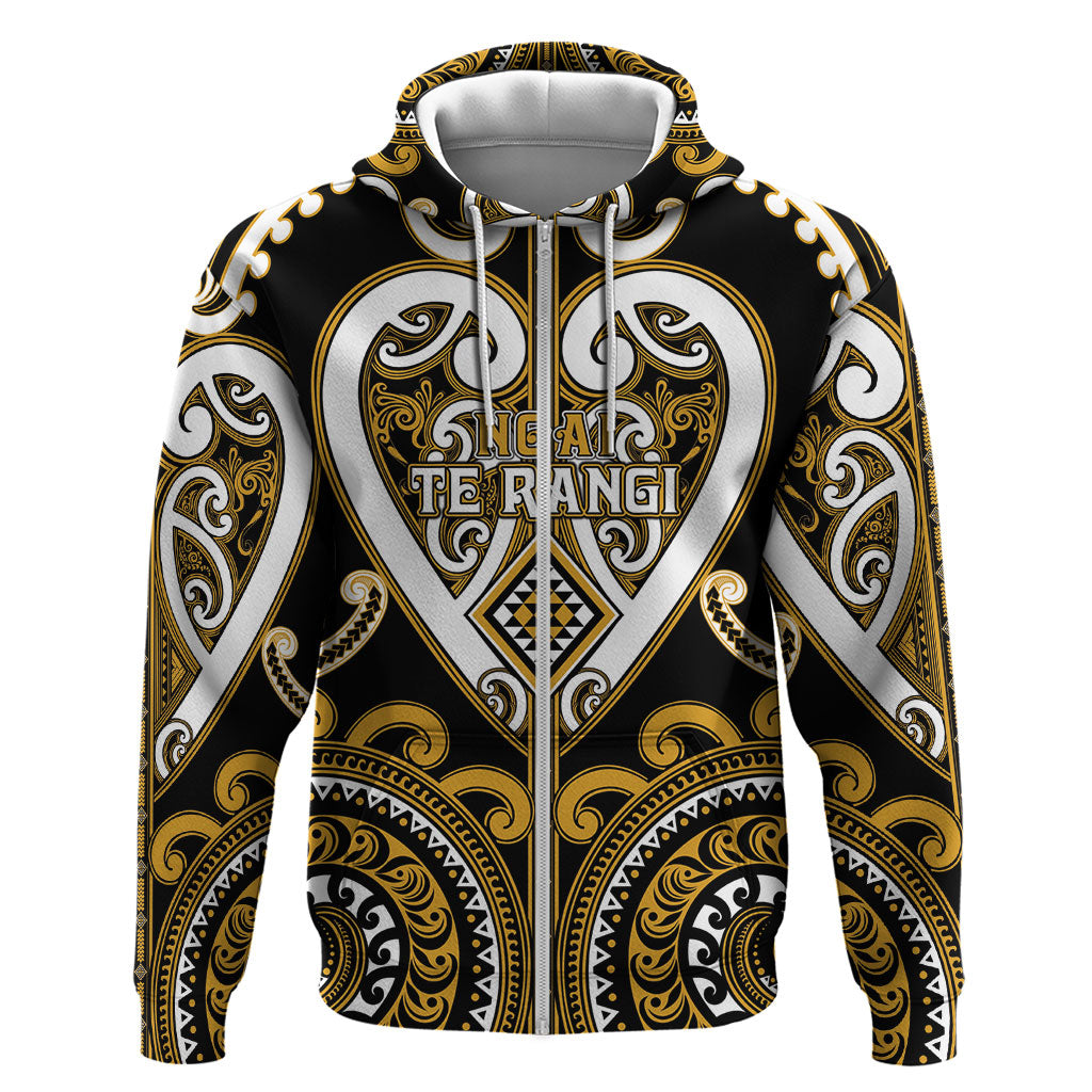 Custom Aotearoa Ngai Te Rangi Zip Hoodie Maori Tribal Pattern
