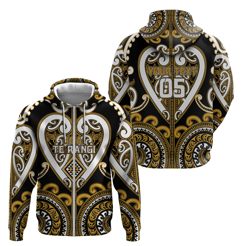 Custom Aotearoa Ngai Te Rangi Zip Hoodie Maori Tribal Pattern