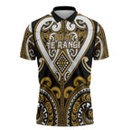 Custom Aotearoa Ngai Te Rangi Zipper Polo Shirt Maori Tribal Pattern