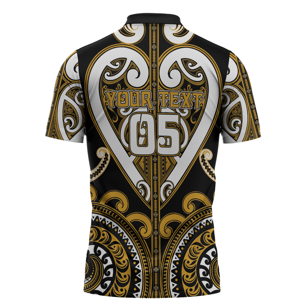 Custom Aotearoa Ngai Te Rangi Zipper Polo Shirt Maori Tribal Pattern