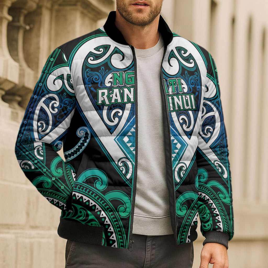 Custom Aotearoa Ngati Ranginui Bomber Puffer Jacket Maori Tribal Pattern