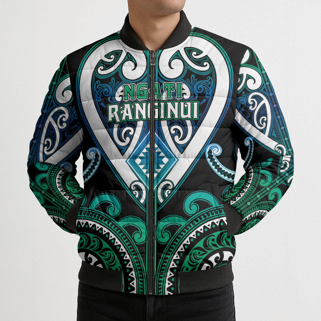 Custom Aotearoa Ngati Ranginui Bomber Puffer Jacket Maori Tribal Pattern