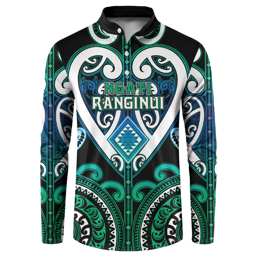 Custom Aotearoa Ngati Ranginui Button Sweatshirt Maori Tribal Pattern