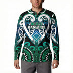 Custom Aotearoa Ngati Ranginui Button Sweatshirt Maori Tribal Pattern