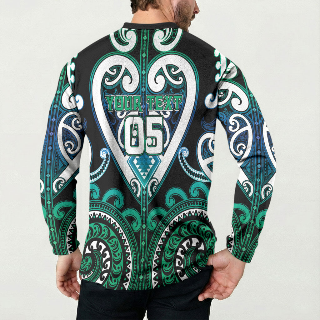 Custom Aotearoa Ngati Ranginui Button Sweatshirt Maori Tribal Pattern