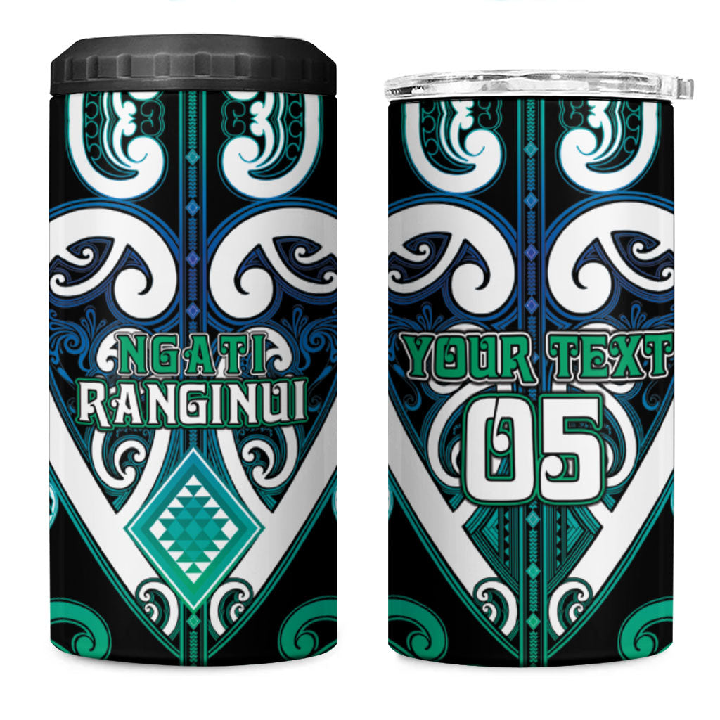 Custom Aotearoa Ngati Ranginui 4 in 1 Can Cooler Tumbler Maori Tribal Pattern