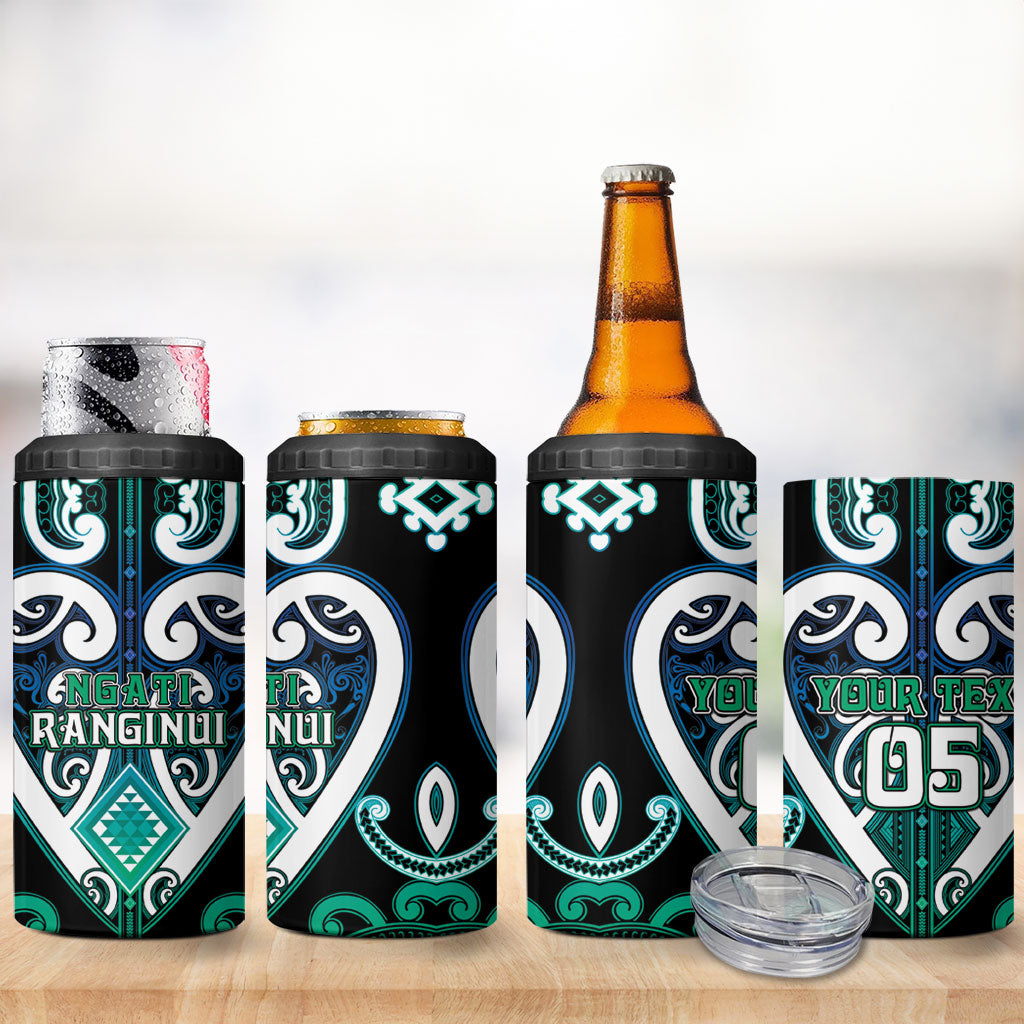 Custom Aotearoa Ngati Ranginui 4 in 1 Can Cooler Tumbler Maori Tribal Pattern