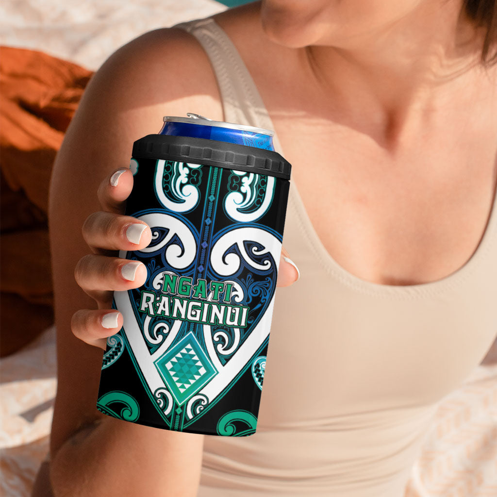 Custom Aotearoa Ngati Ranginui 4 in 1 Can Cooler Tumbler Maori Tribal Pattern