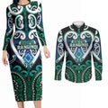Custom Aotearoa Ngati Ranginui Couples Matching Long Sleeve Bodycon Dress and Long Sleeve Button Shirt Maori Tribal Pattern