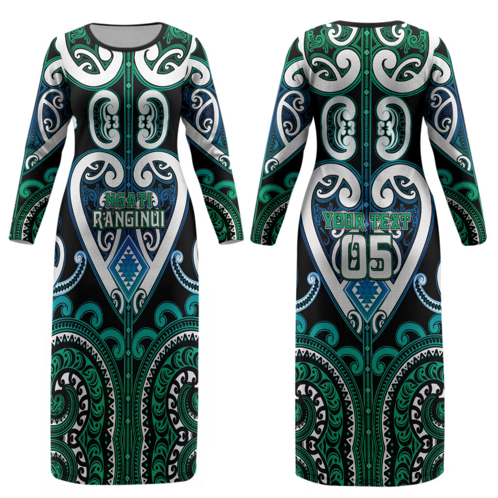 Custom Aotearoa Ngati Ranginui Couples Matching Long Sleeve Bodycon Dress and Long Sleeve Button Shirt Maori Tribal Pattern