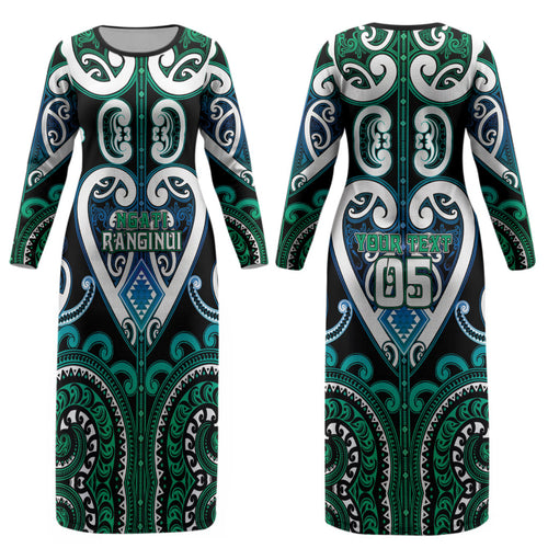 Custom Aotearoa Ngati Ranginui Couples Matching Long Sleeve Bodycon Dress and Long Sleeve Button Shirt Maori Tribal Pattern