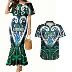Custom Aotearoa Ngati Ranginui Couples Matching Mermaid Dress and Hawaiian Shirt Maori Tribal Pattern