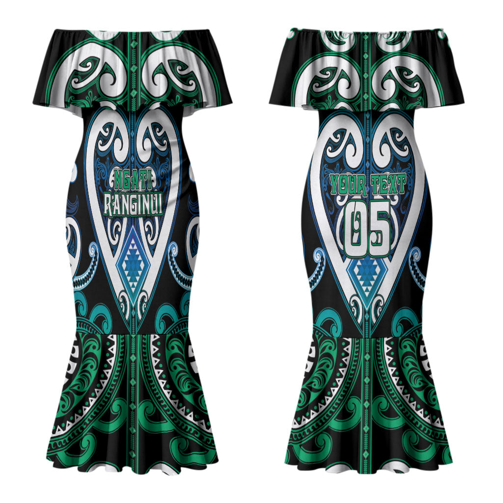 Custom Aotearoa Ngati Ranginui Couples Matching Mermaid Dress and Hawaiian Shirt Maori Tribal Pattern
