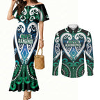 Custom Aotearoa Ngati Ranginui Couples Matching Mermaid Dress and Long Sleeve Button Shirt Maori Tribal Pattern