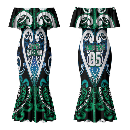 Custom Aotearoa Ngati Ranginui Couples Matching Mermaid Dress and Long Sleeve Button Shirt Maori Tribal Pattern