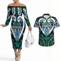 Custom Aotearoa Ngati Ranginui Couples Matching Off The Shoulder Long Sleeve Dress and Hawaiian Shirt Maori Tribal Pattern