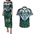 Custom Aotearoa Ngati Ranginui Couples Matching Puletasi and Hawaiian Shirt Maori Tribal Pattern