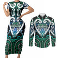 Custom Aotearoa Ngati Ranginui Couples Matching Short Sleeve Bodycon Dress and Long Sleeve Button Shirt Maori Tribal Pattern