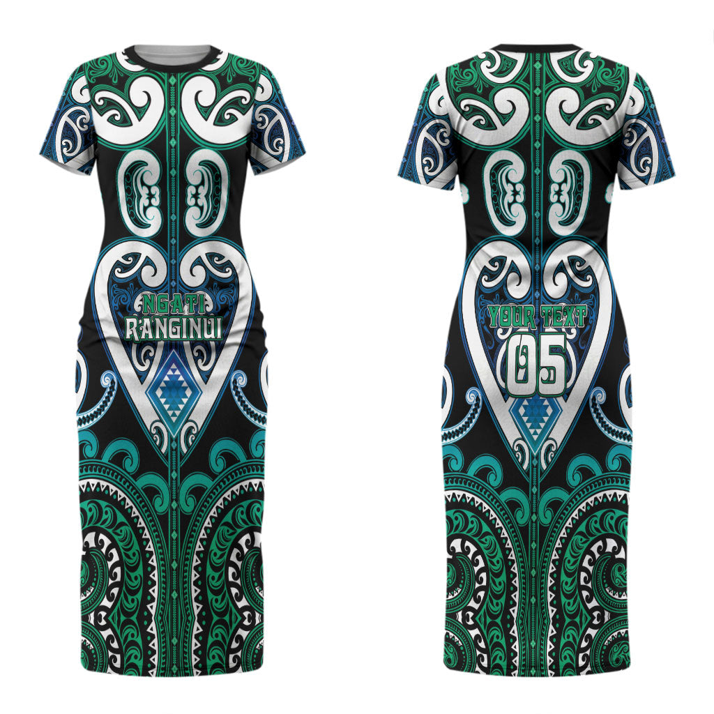 Custom Aotearoa Ngati Ranginui Couples Matching Short Sleeve Bodycon Dress and Long Sleeve Button Shirt Maori Tribal Pattern