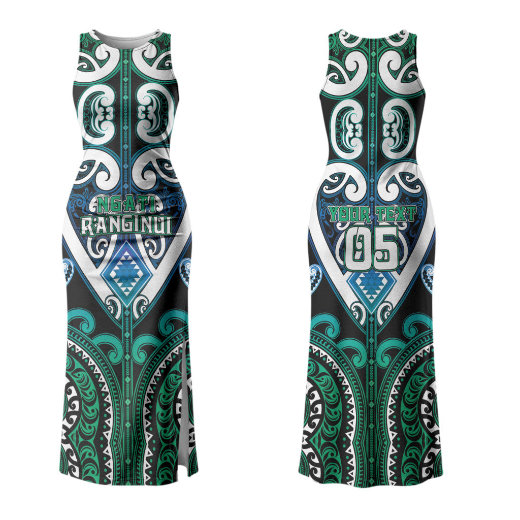 Custom Aotearoa Ngati Ranginui Couples Matching Tank Maxi Dress and Hawaiian Shirt Maori Tribal Pattern