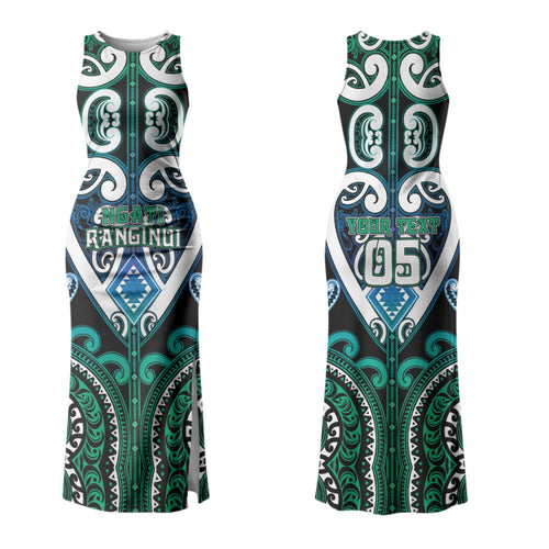Custom Aotearoa Ngati Ranginui Couples Matching Tank Maxi Dress and Long Sleeve Button Shirt Maori Tribal Pattern