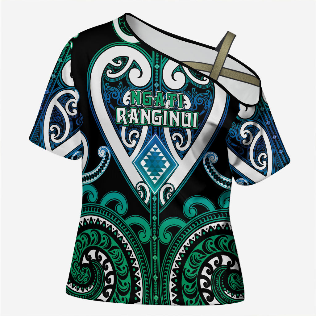 Custom Aotearoa Ngati Ranginui Cross Shoulder Shirt Maori Tribal Pattern