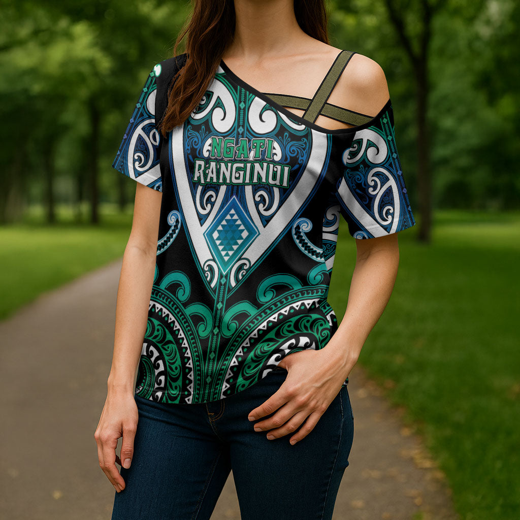 Custom Aotearoa Ngati Ranginui Cross Shoulder Shirt Maori Tribal Pattern