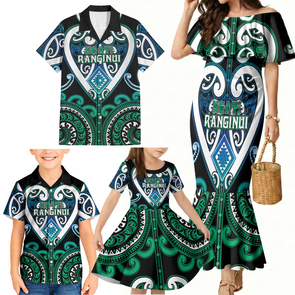 Custom Aotearoa Ngati Ranginui Family Matching Mermaid Dress and Hawaiian Shirt Maori Tribal Pattern