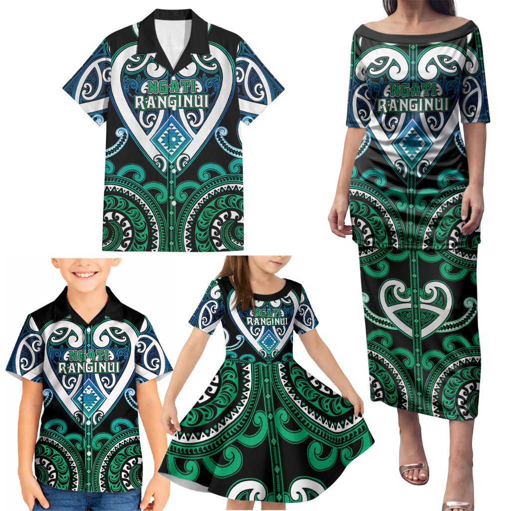 Custom Aotearoa Ngati Ranginui Family Matching Puletasi and Hawaiian Shirt Maori Tribal Pattern