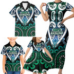 Custom Aotearoa Ngati Ranginui Family Matching Short Sleeve Bodycon Dress and Hawaiian Shirt Maori Tribal Pattern
