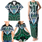 Custom Aotearoa Ngati Ranginui Family Matching Tank Maxi Dress and Hawaiian Shirt Maori Tribal Pattern