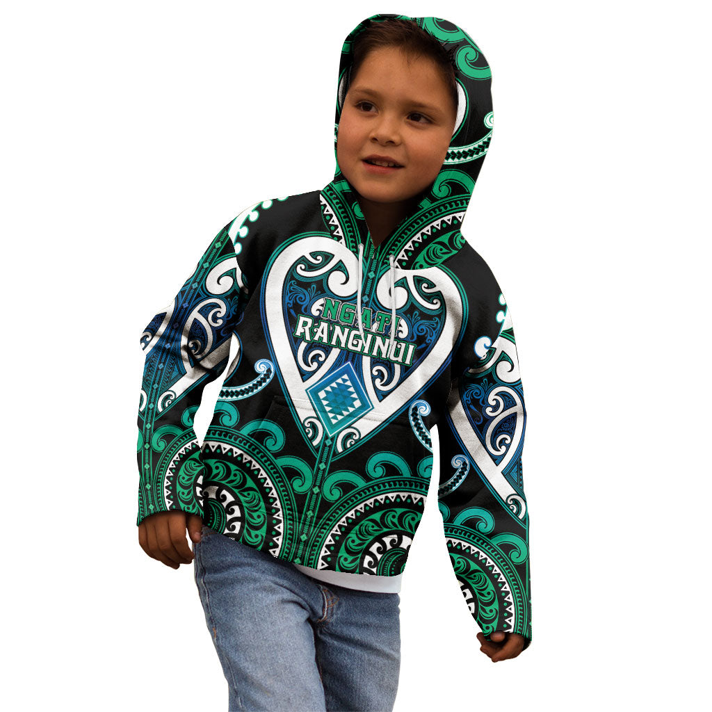 Custom Aotearoa Ngati Ranginui Kid Hoodie Maori Tribal Pattern