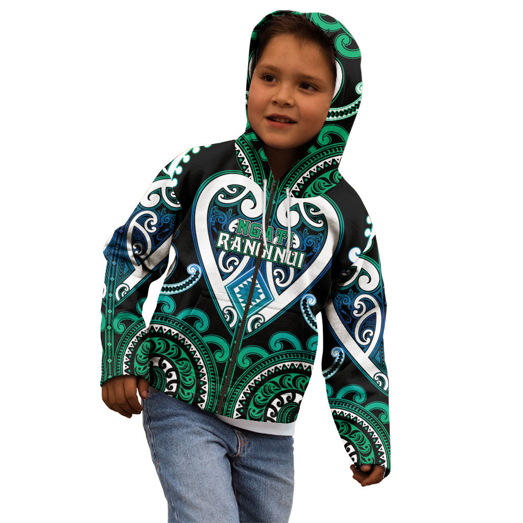 Custom Aotearoa Ngati Ranginui Kid Hoodie Maori Tribal Pattern
