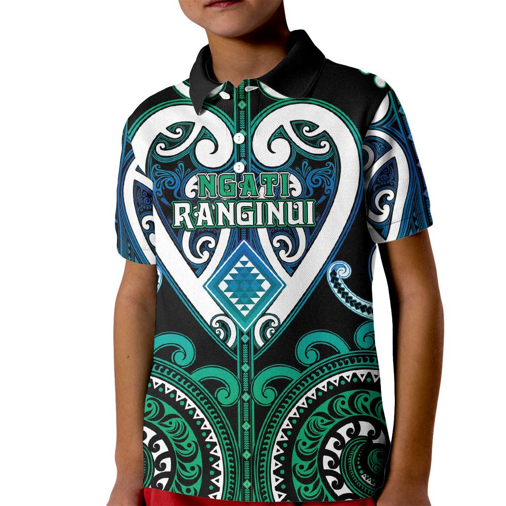 Custom Aotearoa Ngati Ranginui Kid Polo Shirt Maori Tribal Pattern