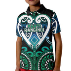 Custom Aotearoa Ngati Ranginui Kid Polo Shirt Maori Tribal Pattern