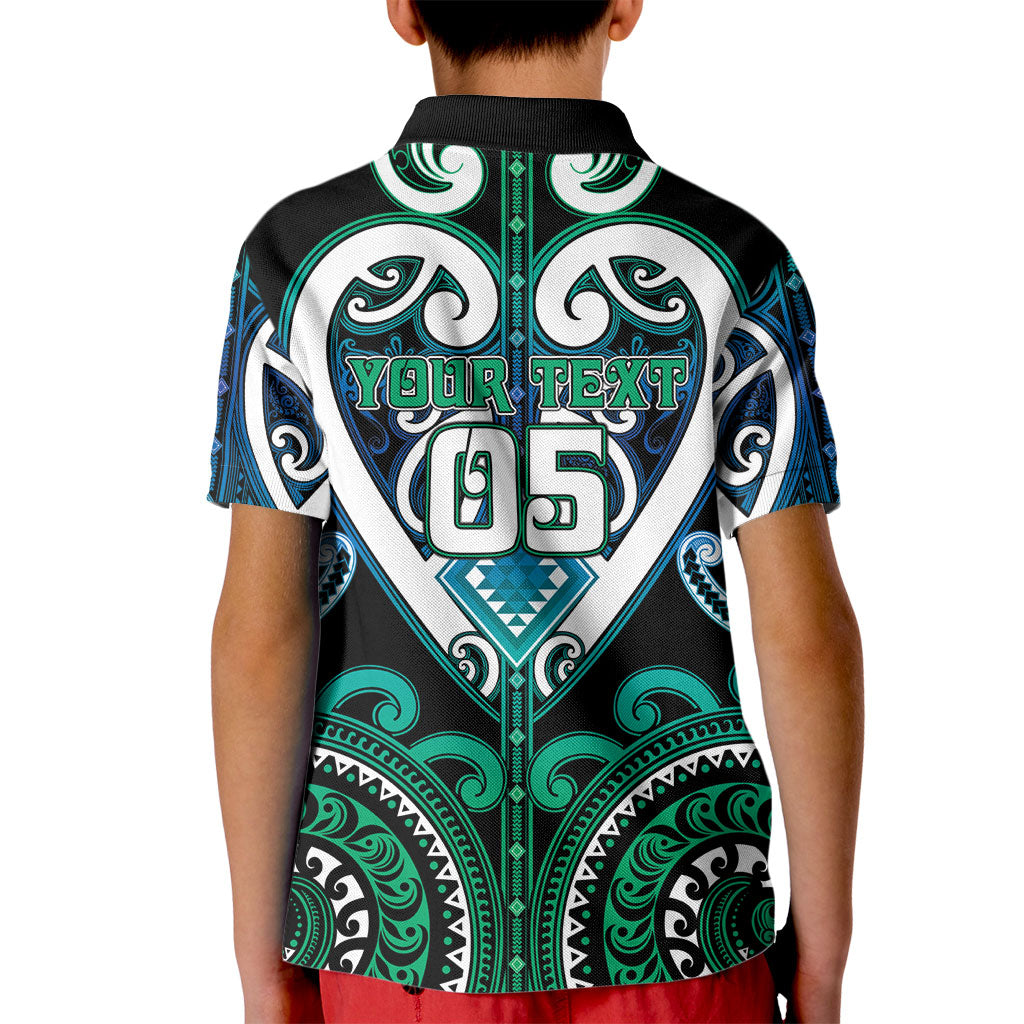Custom Aotearoa Ngati Ranginui Kid Polo Shirt Maori Tribal Pattern