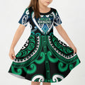 Custom Aotearoa Ngati Ranginui Kid Short Sleeve Dress Maori Tribal Pattern