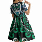 Custom Aotearoa Ngati Ranginui Kid Short Sleeve Dress Maori Tribal Pattern