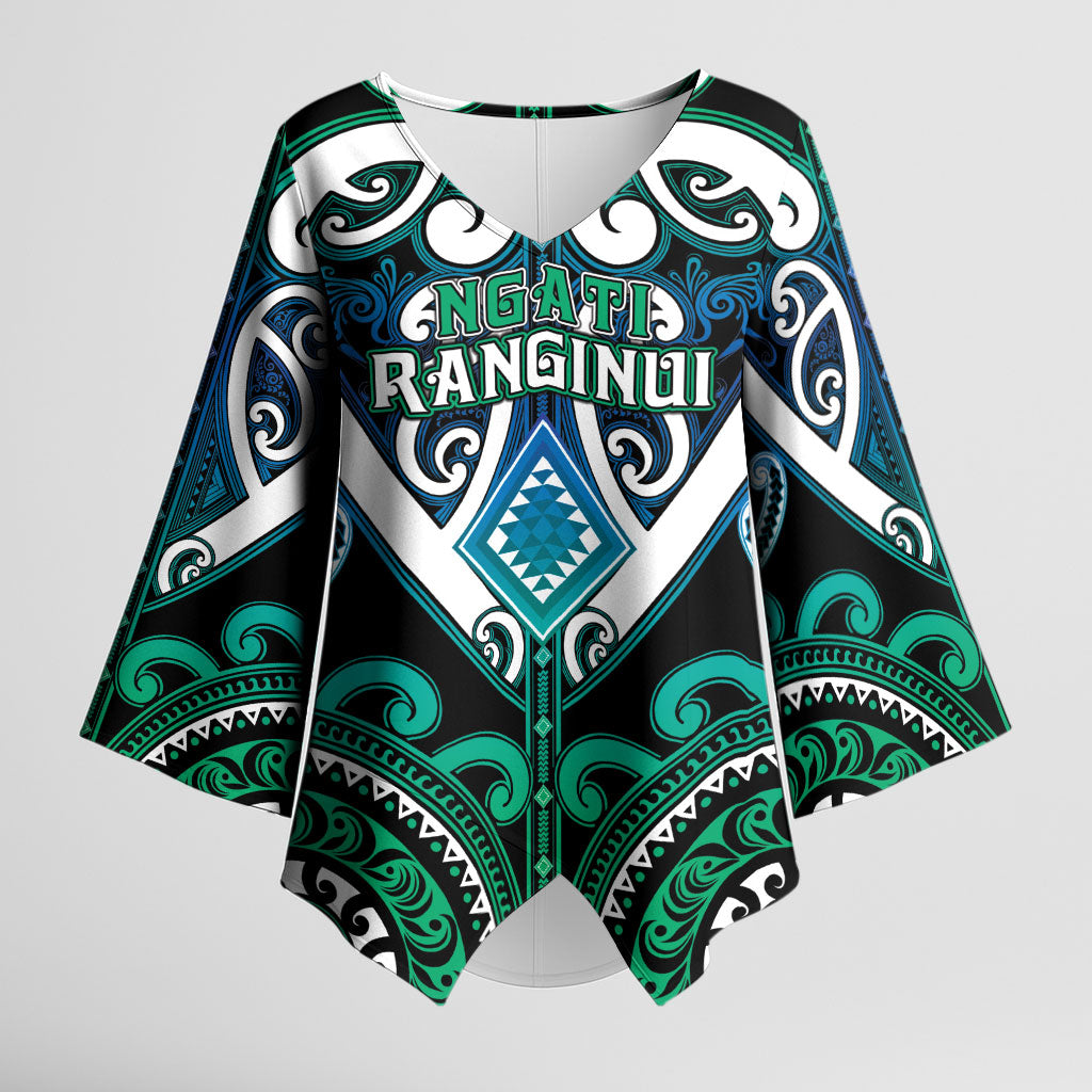 Custom Aotearoa Ngati Ranginui Kimono Sleeve Blouse Maori Tribal Pattern