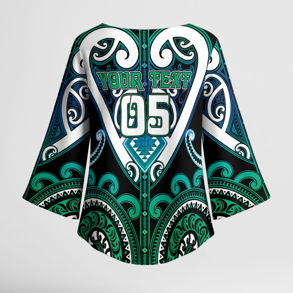 Custom Aotearoa Ngati Ranginui Kimono Sleeve Blouse Maori Tribal Pattern