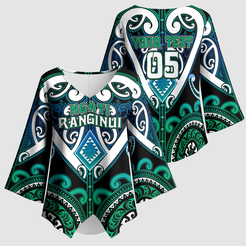 Custom Aotearoa Ngati Ranginui Kimono Sleeve Blouse Maori Tribal Pattern