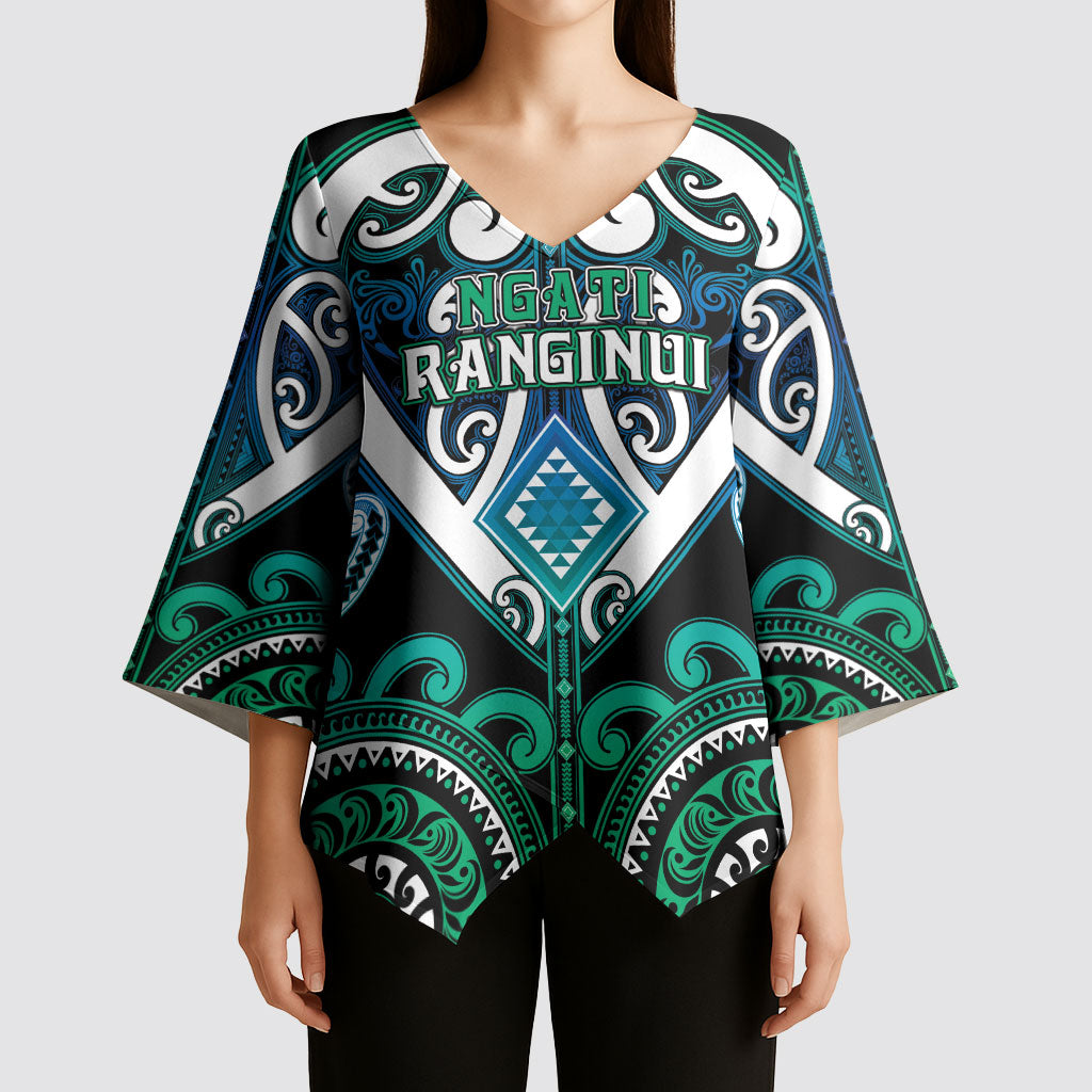 Custom Aotearoa Ngati Ranginui Kimono Sleeve Blouse Maori Tribal Pattern