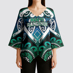 Custom Aotearoa Ngati Ranginui Kimono Sleeve Blouse Maori Tribal Pattern