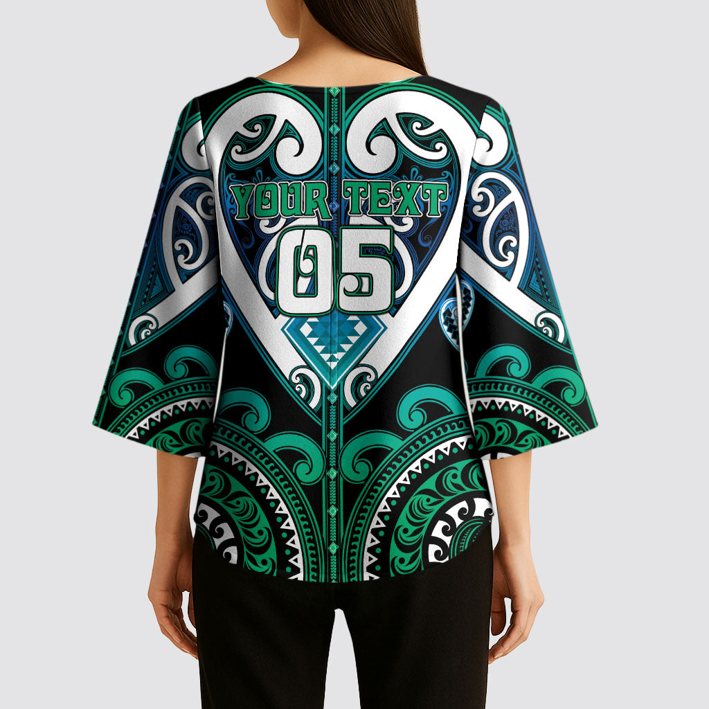 Custom Aotearoa Ngati Ranginui Kimono Sleeve Blouse Maori Tribal Pattern