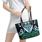 Aotearoa Ngati Ranginui Leather Tote Bag Maori Tribal Pattern