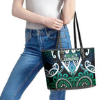 Aotearoa Ngati Ranginui Leather Tote Bag Maori Tribal Pattern