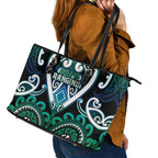 Aotearoa Ngati Ranginui Leather Tote Bag Maori Tribal Pattern