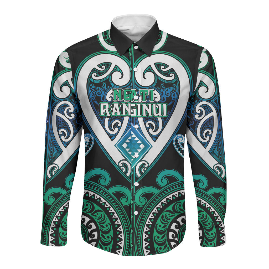 Custom Aotearoa Ngati Ranginui Long Sleeve Button Shirt Maori Tribal Pattern
