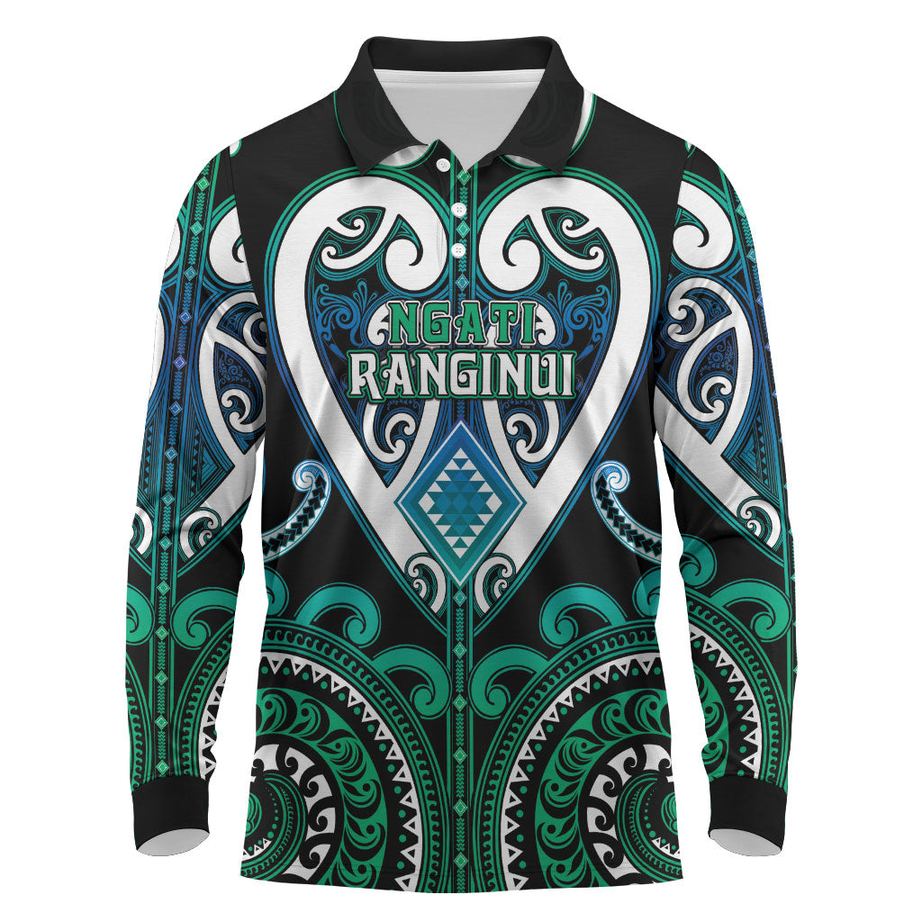 Custom Aotearoa Ngati Ranginui Long Sleeve Polo Shirt Maori Tribal Pattern