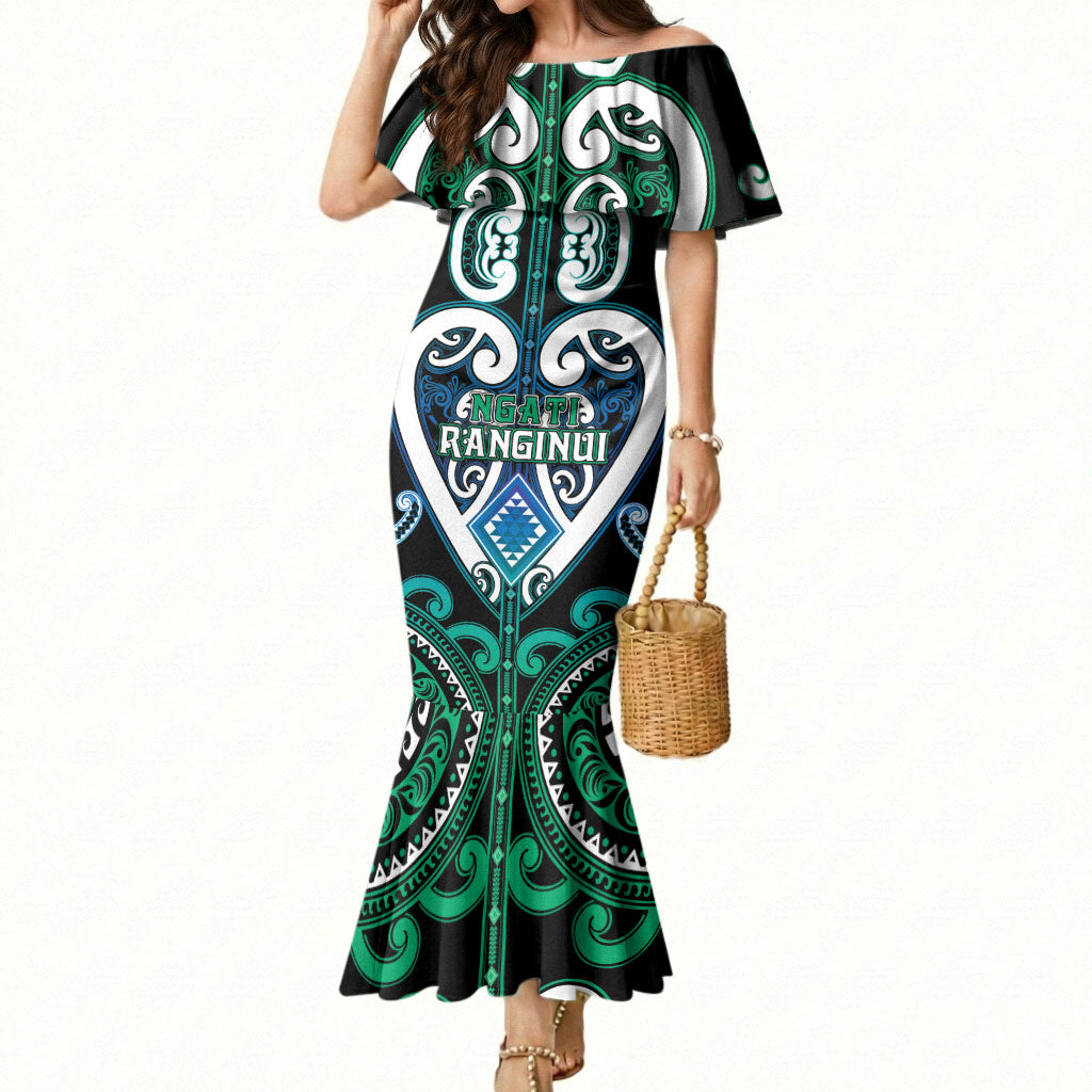 Custom Aotearoa Ngati Ranginui Mermaid Dress Maori Tribal Pattern